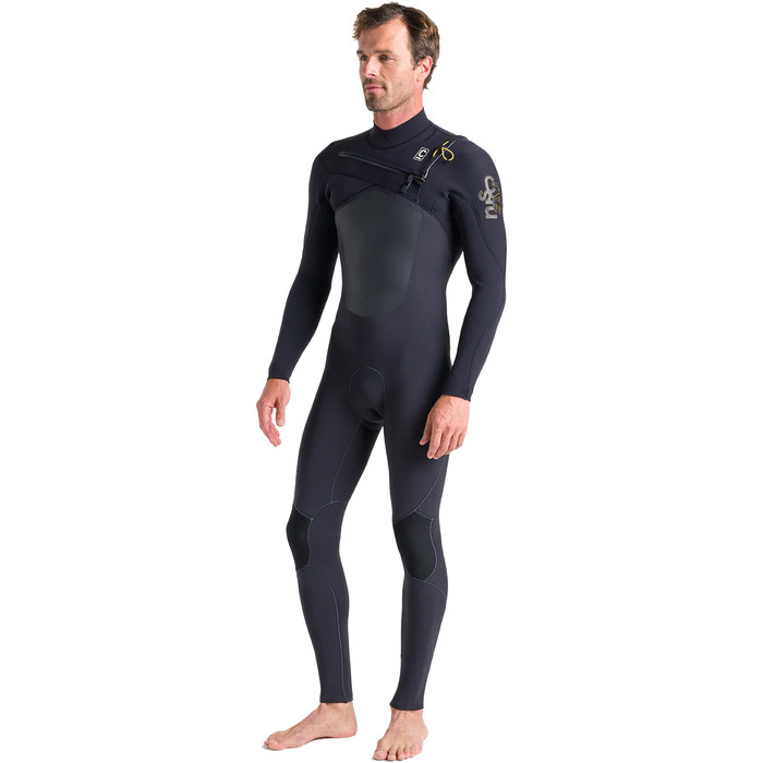 2023 C-Skins Mens ReWired 4/3mm Chest Zip Wetsuit C-RW43MCZ - Anthracite / Black X / Saffron